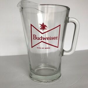 Vintage Budweiser King Of Beers Glass Pitcher Ready for Party BBQ Man Cave B-Day